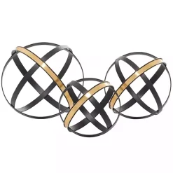 Onyx and Gold 3-pc. Orb Sculpture Set