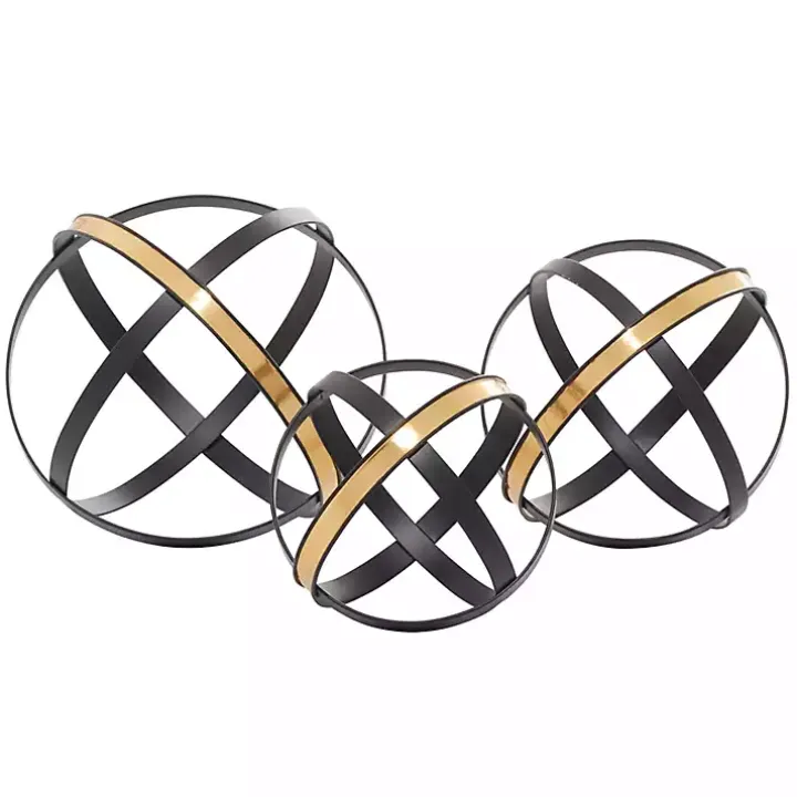 Onyx and Gold 3-pc. Orb Sculpture Set