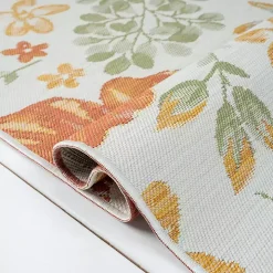 Orange & Green Floral Reversible Outdoor Rug, 5x7