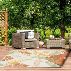 Orange & Green Palms Reversible Outdoor Rug, 5x7