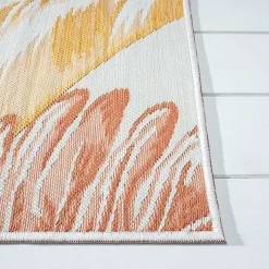 Orange & Green Palms Reversible Outdoor Rug, 5x7