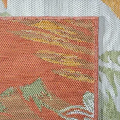 Orange & Green Palms Reversible Outdoor Rug, 5x7