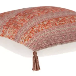 Orange and Pink Floral Stripe Pillow