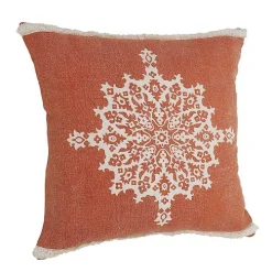 Orange and White Medallion Pillow