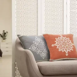 Orange and White Medallion Pillow