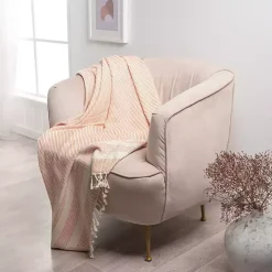 Orange and White Stripes Cotton Throw