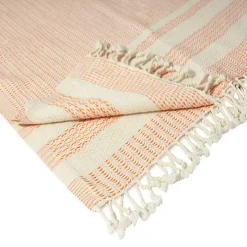 Orange and White Stripes Cotton Throw