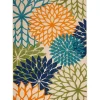 Orange Bright Floral Burst Outdoor Area Rug, 5x7