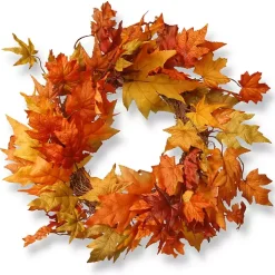 Orange Maple Leaf Fall Foliage Wreath