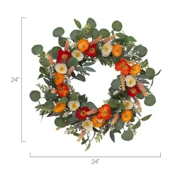 Orange Mixed Spring Floral Wreath