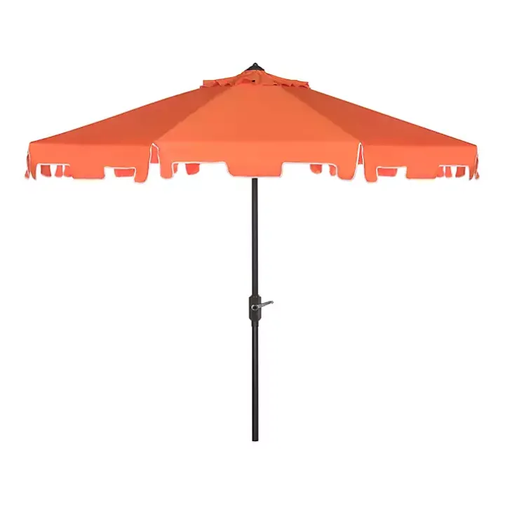 Orange Tilt Crank 9 ft. Outdoor Metal Umbrella