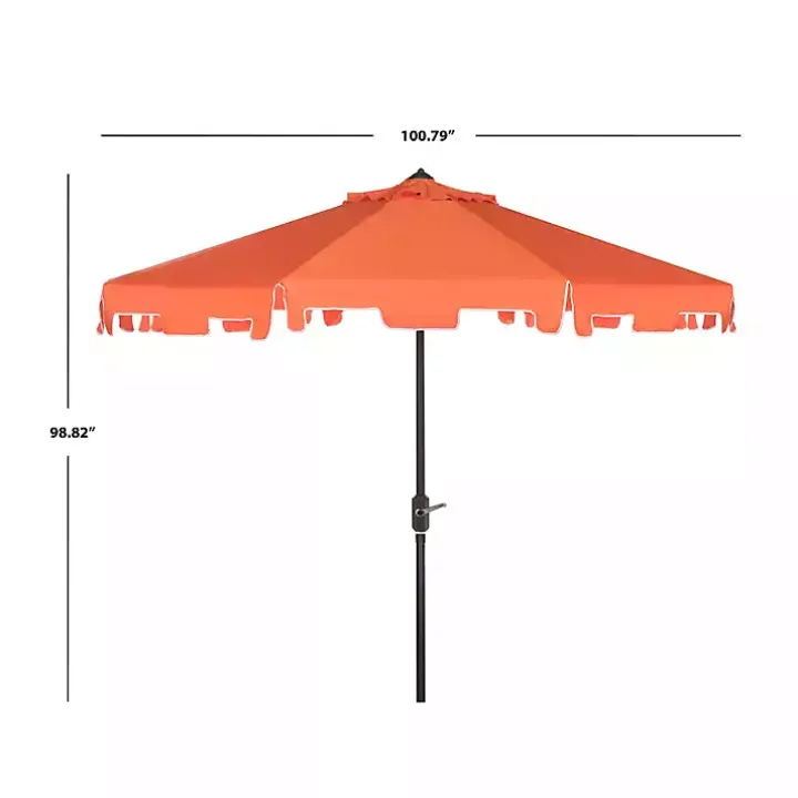 Orange Tilt Crank 9 ft. Outdoor Metal Umbrella