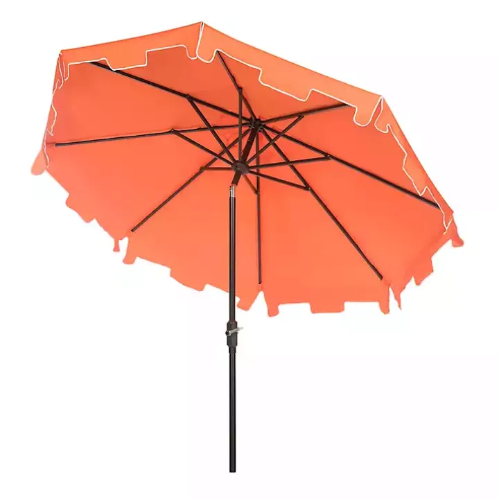 Orange Tilt Crank 9 ft. Outdoor Metal Umbrella