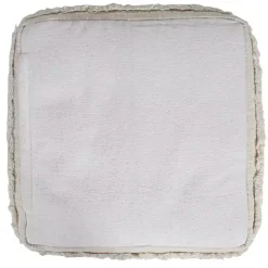 Pale Beige Tufted Stripe Cotton Square Pouf