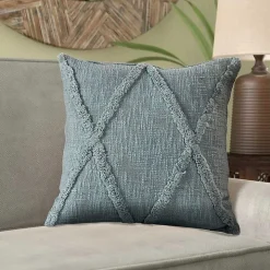 Pastel Blue Tufted Diamond Pillow, 18 in.