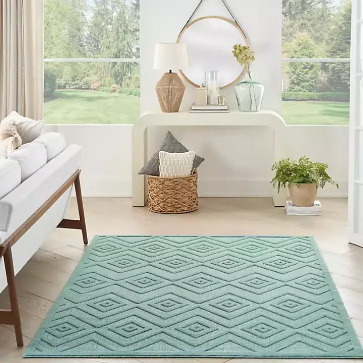 Pastel Lime Diamond Outdoor Area Rug, 6x9