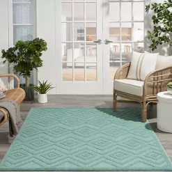 Pastel Lime Diamond Outdoor Area Rug, 6x9