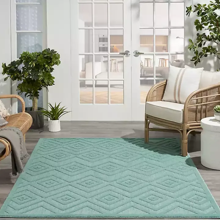 Pastel Lime Diamond Outdoor Area Rug, 6x9