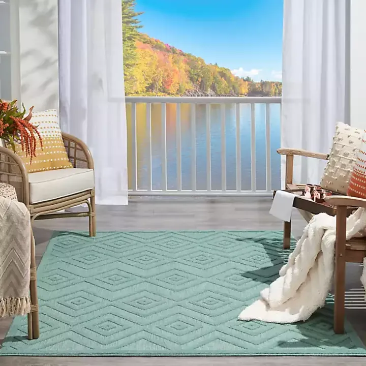 Pastel Lime Diamond Outdoor Area Rug, 6x9