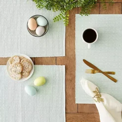 Pastel Misty Blue Dobby Placemats, Set of 6