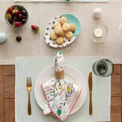 Pastel Misty Blue Dobby Placemats, Set of 6