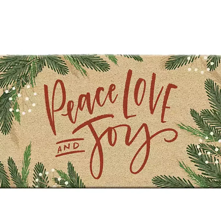 Peace Love and Joy Christmas Coir Doormat