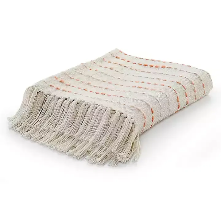 Peach Shimmer Stripe Woven Throw