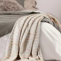 Peach Shimmer Stripe Woven Throw