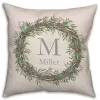 Personalized Christmas Wreath Throw Pillow