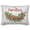 Personalized Holly Greenery Check Pillow