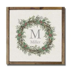 Personalized Holly Wreath Framed Wall Plaque