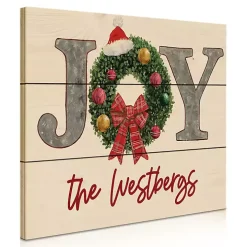 Personalized Joy Wreath Wood Pallet Wall Plaque