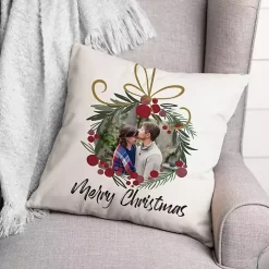 Personalized Merry Christmas Wreath Pillow