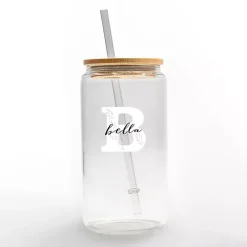 Personalized Monogram B Floral Glass Cup