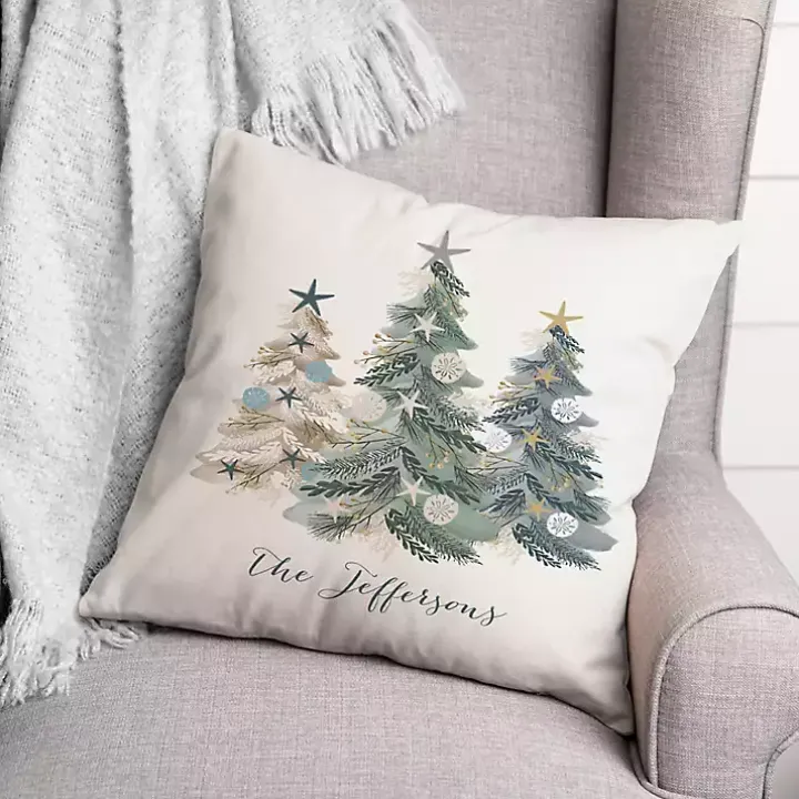Personalized Seaside Christmas Trees Pillow