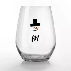 Personalized Snowman Monogram Wine Glass, Set of 2