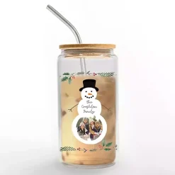Personalized Snowman Photo Glass Can Cup