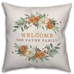 Personalized Welcome Fall Floral Outdoor Pillow