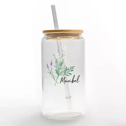Personalized Wildflower Floral Glass Cup