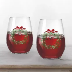 Personalized Wreath Wine Glasses, Set of 2