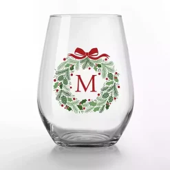 Personalized Wreath Wine Glasses, Set of 2