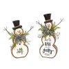 Pine Greeting Snowman Figurines, Set of 2