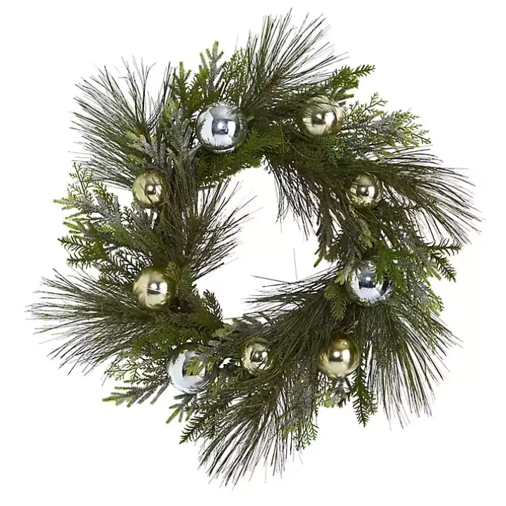Pine Mix and Ornament Wreath