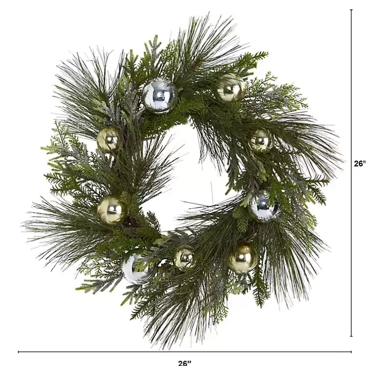 Pine Mix and Ornament Wreath