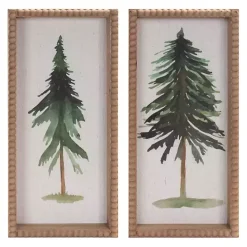 Pine Trees Beaded Framed Art Prints, Set of 2