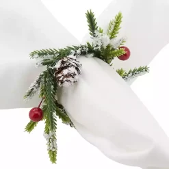 Pineberry Christmas Wreath Napkin Rings, Set of 4