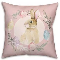 Pink Easter Bunny Wreath Pillow
