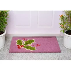 Pink Holly Sprig Doormat