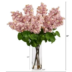 Pink Lilac Arrangement in Glass Vase
