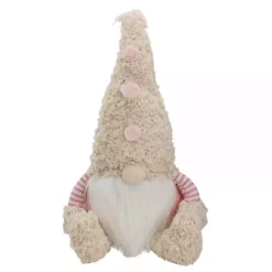 Pink Striped Easter Gnome Figurine